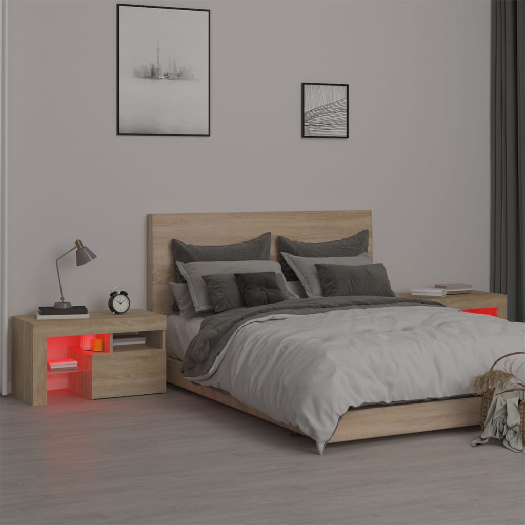 2 db sonoma-tölgy színű led-lámpás éjjeliszekrény 70x36,5x40 cm 2 db sonoma-tölgy színű led-lámpás éjjeliszekrény 70x36,5x40 cm