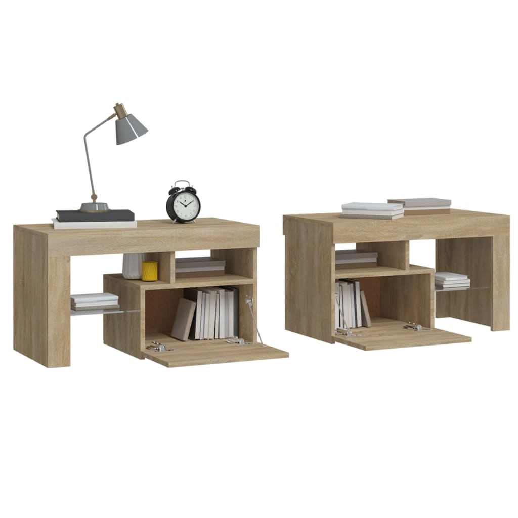 2 db sonoma-tölgy színű led-lámpás éjjeliszekrény 70x36,5x40 cm 2 db sonoma-tölgy színű led-lámpás éjjeliszekrény 70x36,5x40 cm
