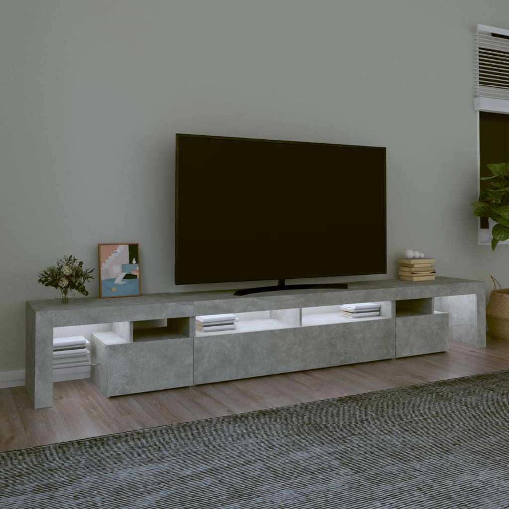 Betonszürke tv-szekrény led lámpákkal 260x36,5x40 cm Betonszürke tv-szekrény led lámpákkal 260x36,5x40 cm