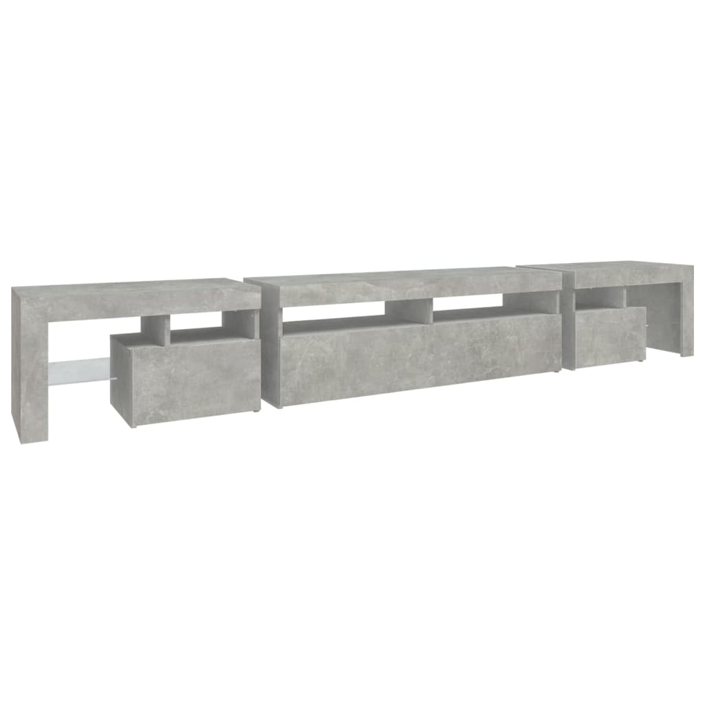 Betonszürke tv-szekrény led lámpákkal 260x36,5x40 cm Betonszürke tv-szekrény led lámpákkal 260x36,5x40 cm