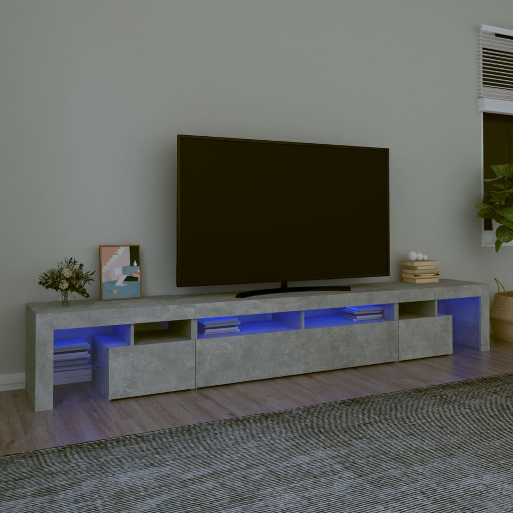 Betonszürke tv-szekrény led lámpákkal 260x36,5x40 cm Betonszürke tv-szekrény led lámpákkal 260x36,5x40 cm