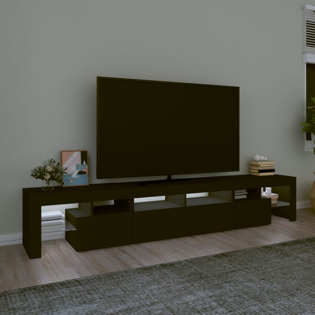 Fekete tv-szekrény led-világítással