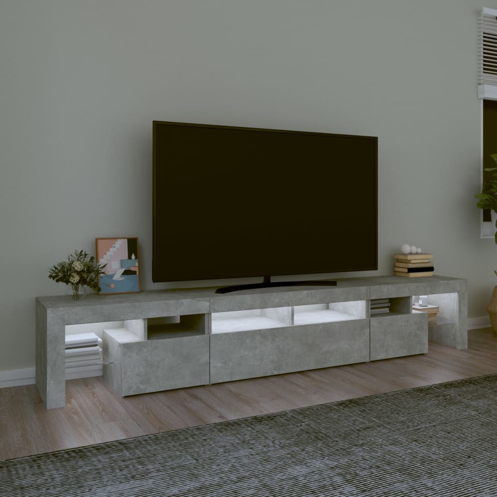 Betonszürke tv-szekrény led lámpákkal 230x36,5x40 cm Betonszürke tv-szekrény led lámpákkal 230x36,5x40 cm