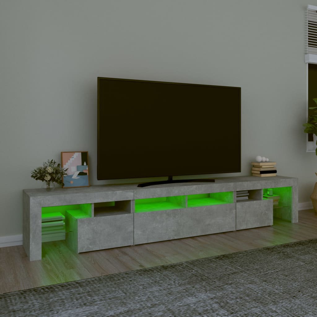 Betonszürke tv-szekrény led lámpákkal 230x36,5x40 cm Betonszürke tv-szekrény led lámpákkal 230x36,5x40 cm