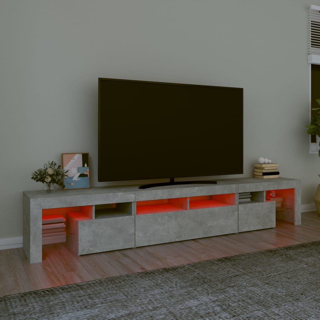 Betonszürke tv-szekrény led lámpákkal 230x36,5x40 cm Betonszürke tv-szekrény led lámpákkal 230x36,5x40 cm
