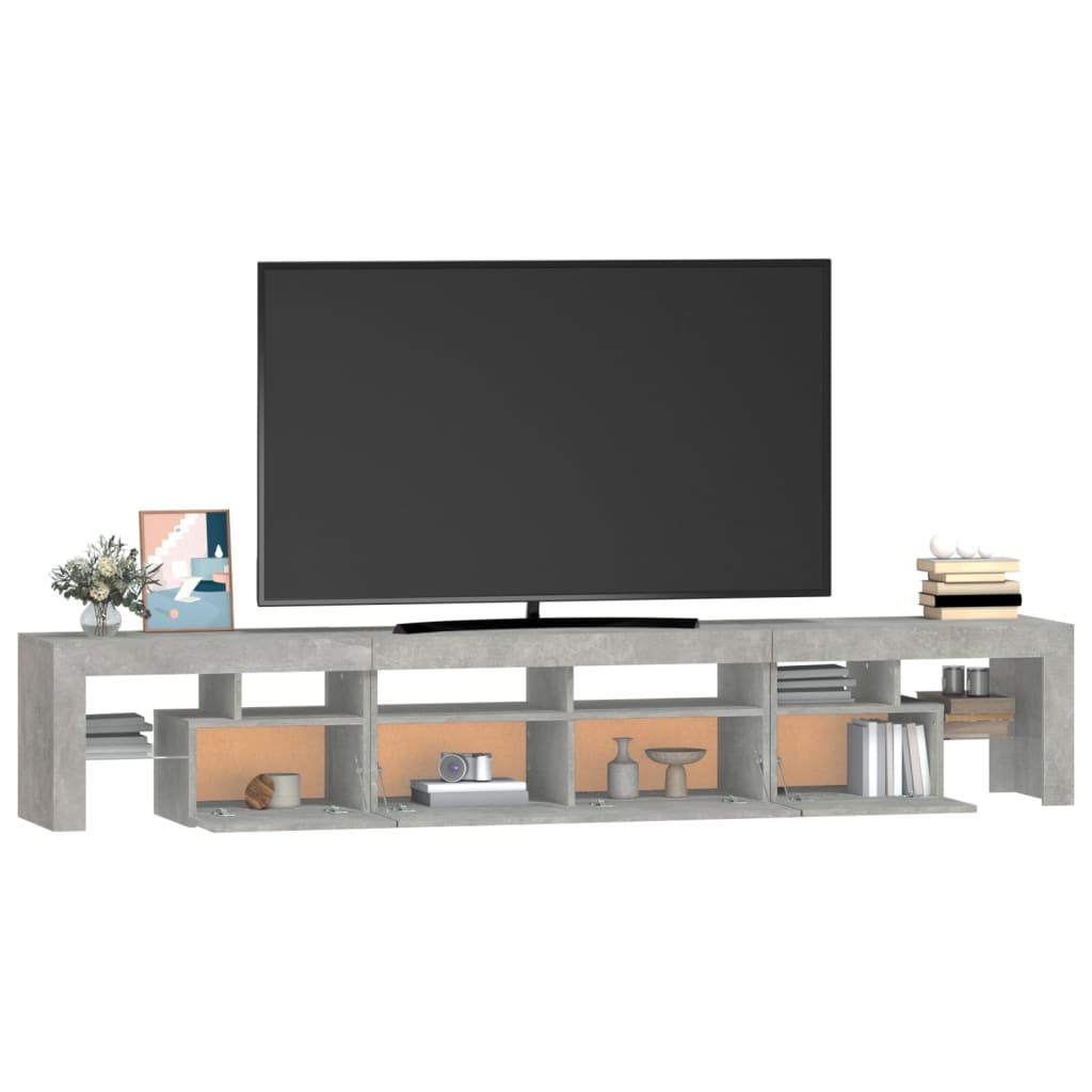 Betonszürke tv-szekrény led lámpákkal 230x36,5x40 cm Betonszürke tv-szekrény led lámpákkal 230x36,5x40 cm