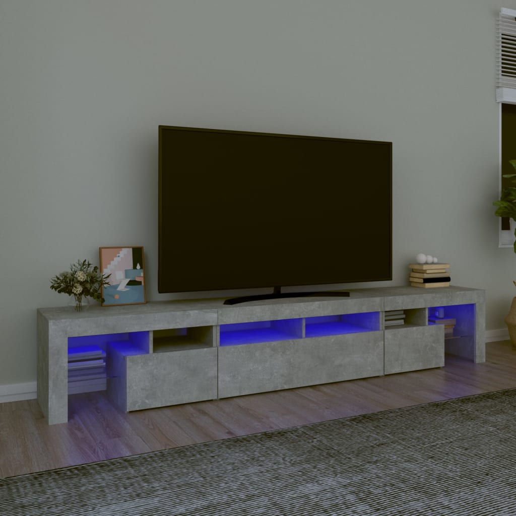 Betonszürke tv-szekrény led lámpákkal 230x36,5x40 cm Betonszürke tv-szekrény led lámpákkal 230x36,5x40 cm