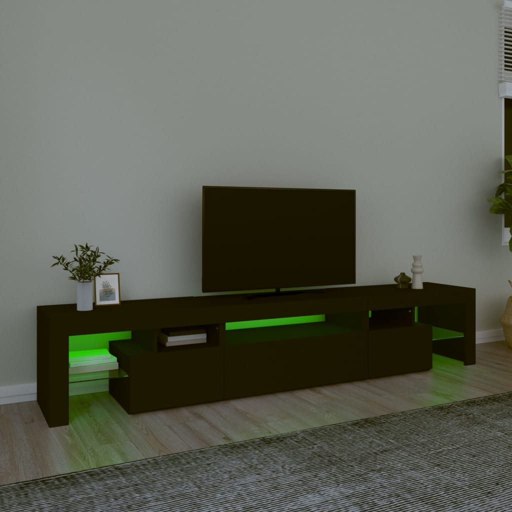 Fekete tv-szekrény led-világítással Fekete tv-szekrény led-világítással