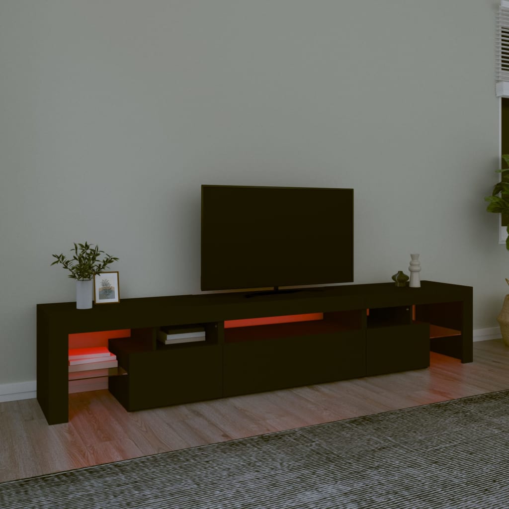 Fekete tv-szekrény led-világítással Fekete tv-szekrény led-világítással