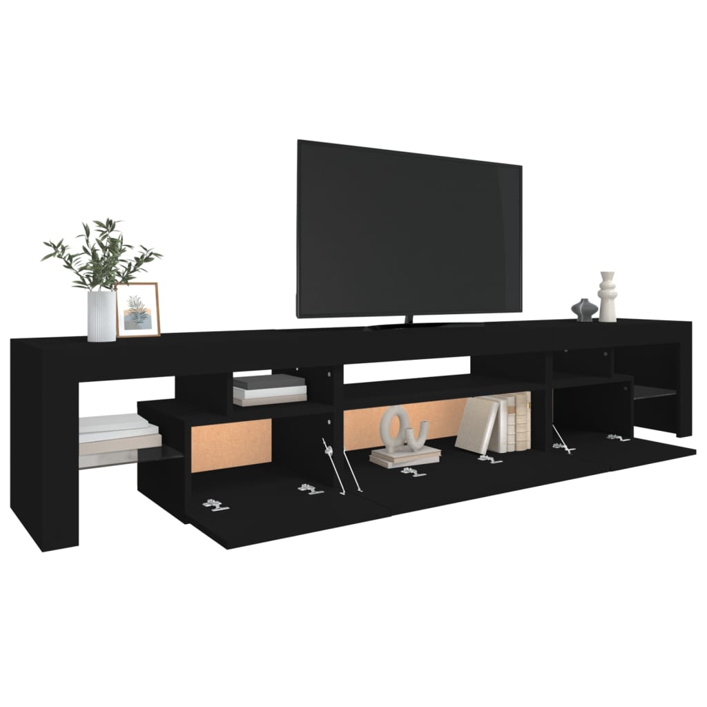 Fekete tv-szekrény led-világítással Fekete tv-szekrény led-világítással