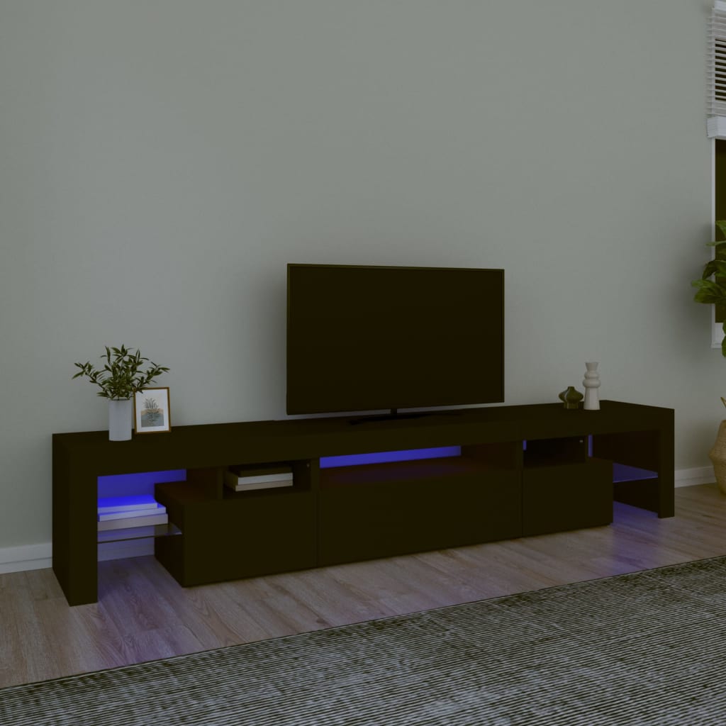 Fekete tv-szekrény led-világítással Fekete tv-szekrény led-világítással