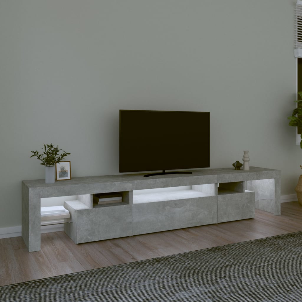 Betonszürke tv-szekrény led lámpákkal 215x36,5x40 cm Betonszürke tv-szekrény led lámpákkal 215x36,5x40 cm