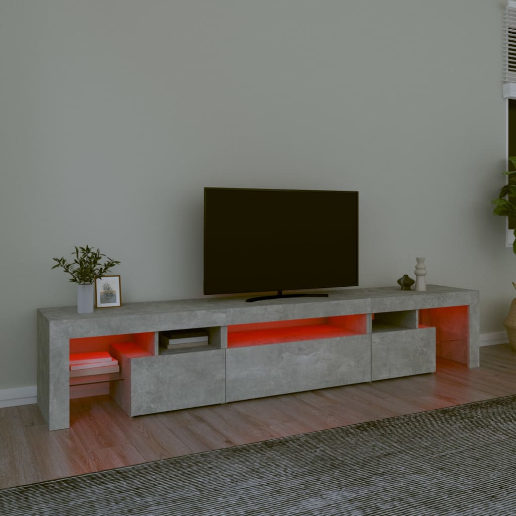 Betonszürke tv-szekrény led lámpákkal 215x36,5x40 cm Betonszürke tv-szekrény led lámpákkal 215x36,5x40 cm