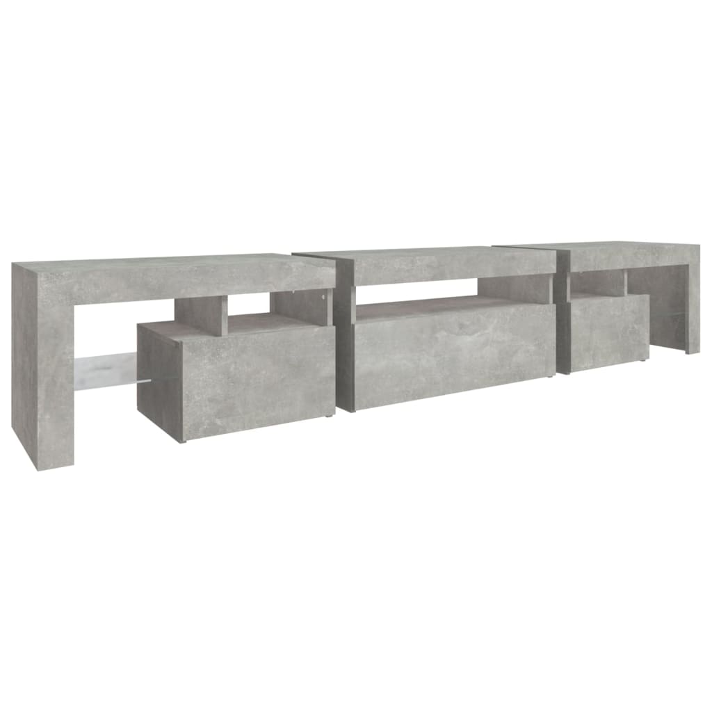 Betonszürke tv-szekrény led lámpákkal 215x36,5x40 cm Betonszürke tv-szekrény led lámpákkal 215x36,5x40 cm