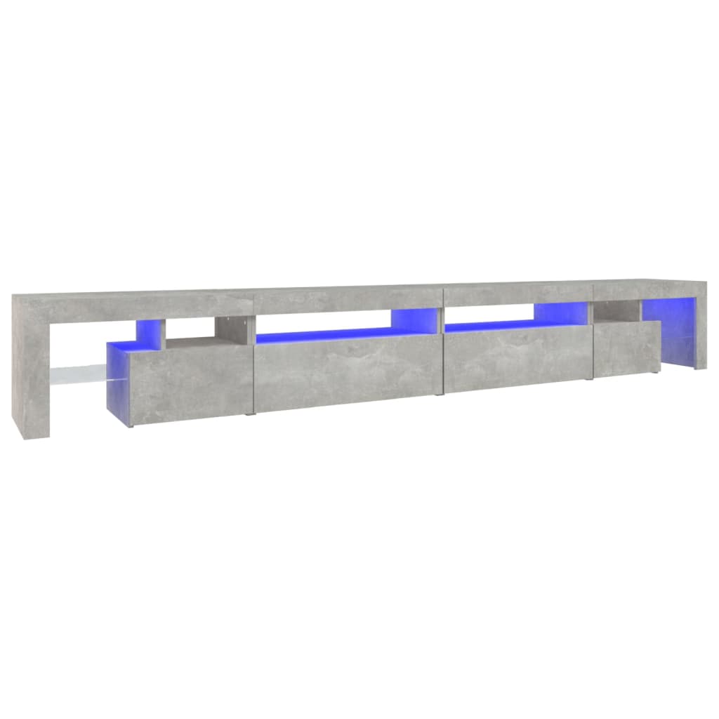 Betonszürke tv-szekrény led-lámpákkal 290x36,5x40 cm Betonszürke tv-szekrény led-lámpákkal 290x36,5x40 cm