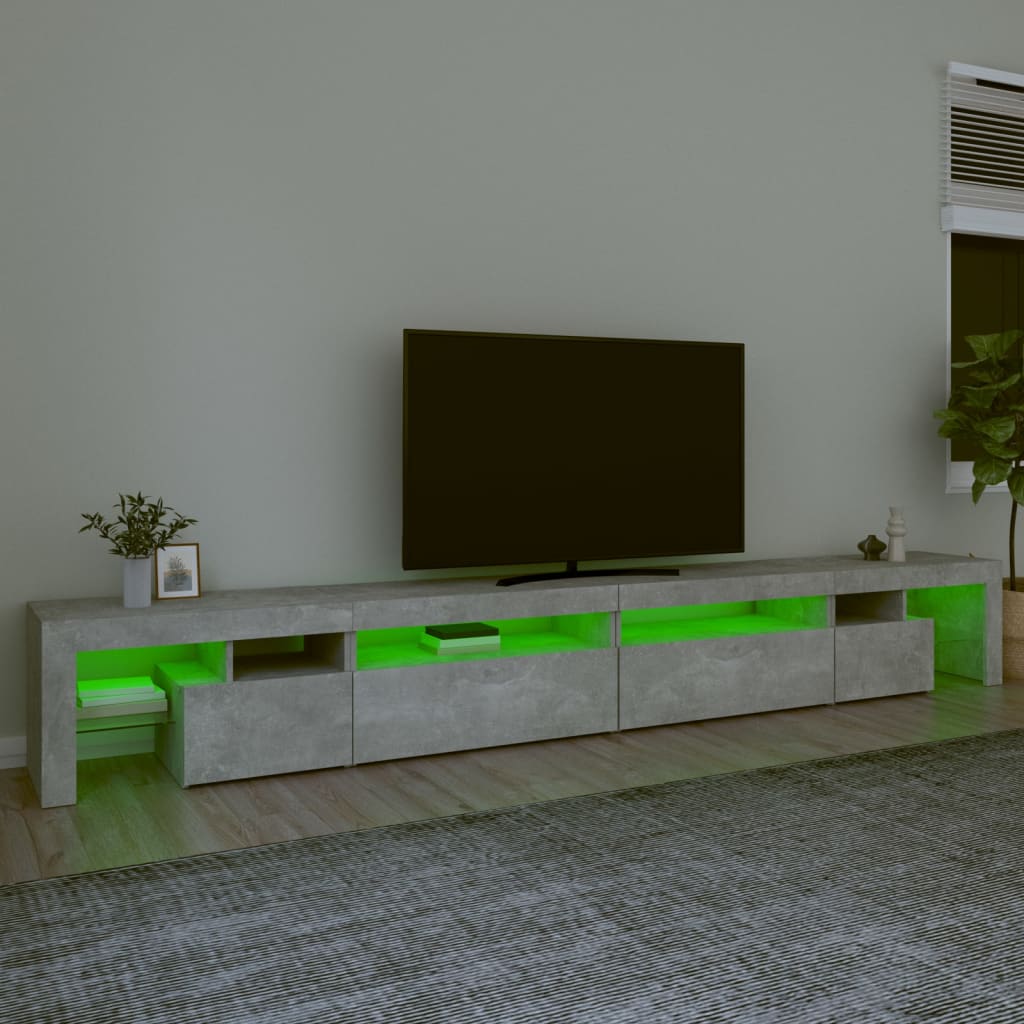 Betonszürke tv-szekrény led-lámpákkal 290x36,5x40 cm Betonszürke tv-szekrény led-lámpákkal 290x36,5x40 cm