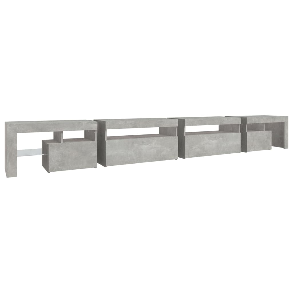 Betonszürke tv-szekrény led-lámpákkal 290x36,5x40 cm Betonszürke tv-szekrény led-lámpákkal 290x36,5x40 cm