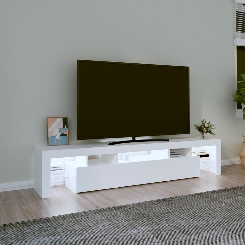 Fehér tv-szekrény led-lámpákkal Fehér tv-szekrény led-lámpákkal