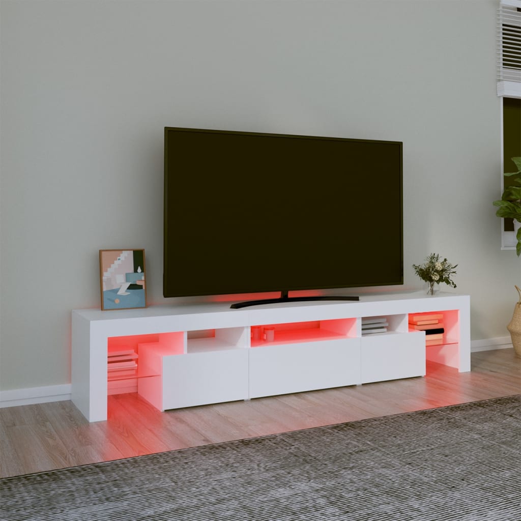 Fehér tv-szekrény led-lámpákkal Fehér tv-szekrény led-lámpákkal