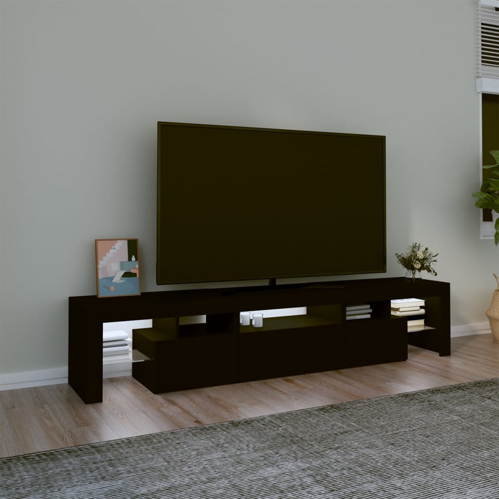 Fekete tv-szekrény led-világítással Fekete tv-szekrény led-világítással