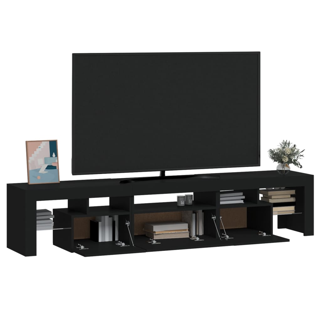 Fekete tv-szekrény led-világítással Fekete tv-szekrény led-világítással
