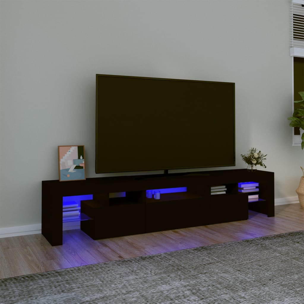 Fekete tv-szekrény led-világítással Fekete tv-szekrény led-világítással