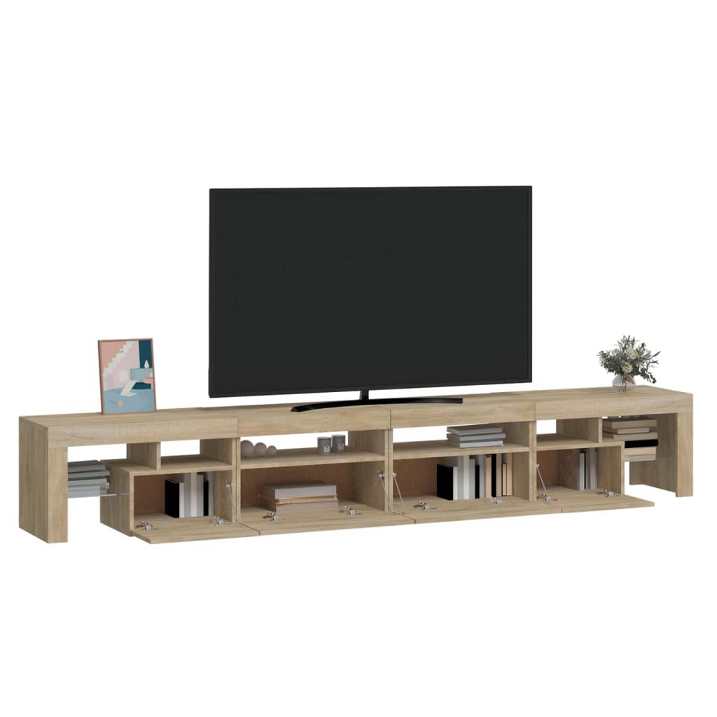 Sonoma-tölgy színű tv-szekrény led-lámpákkal