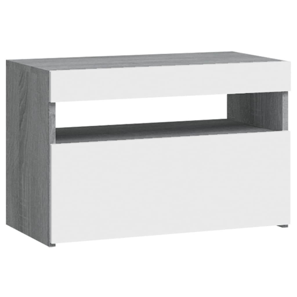 Szürke sonoma színű éjjeliszekrény led világítással 60x35x40 cm