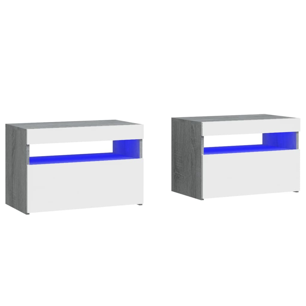 2 db szürke sonoma színű led-es éjjeliszekrény 60x35x40 cm 2 db szürke sonoma színű led-es éjjeliszekrény 60x35x40 cm