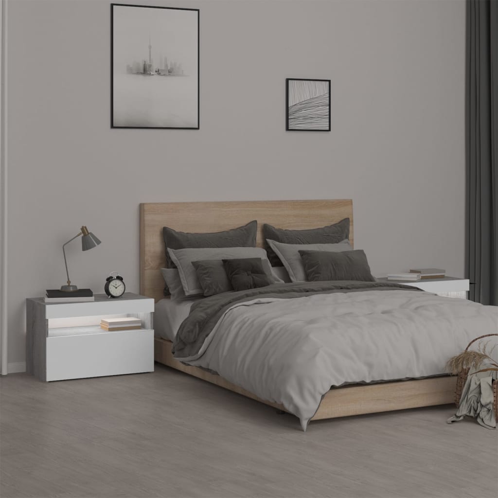 2 db szürke sonoma színű led-es éjjeliszekrény 60x35x40 cm 2 db szürke sonoma színű led-es éjjeliszekrény 60x35x40 cm