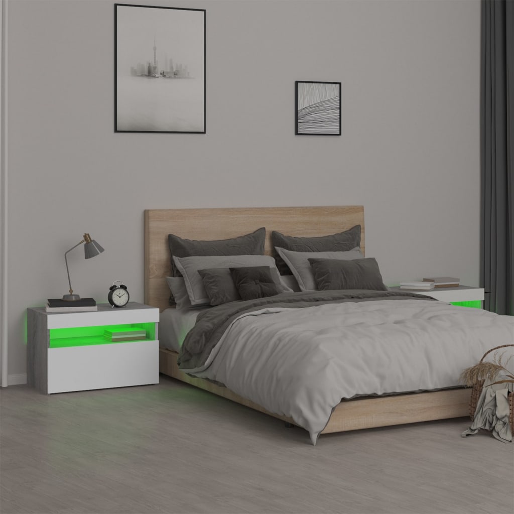 2 db szürke sonoma színű led-es éjjeliszekrény 60x35x40 cm 2 db szürke sonoma színű led-es éjjeliszekrény 60x35x40 cm