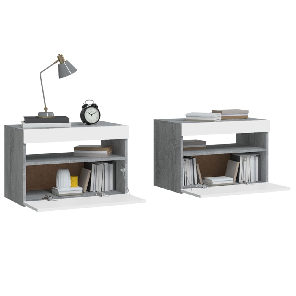 2 db szürke sonoma színű led-es éjjeliszekrény 60x35x40 cm 2 db szürke sonoma színű led-es éjjeliszekrény 60x35x40 cm