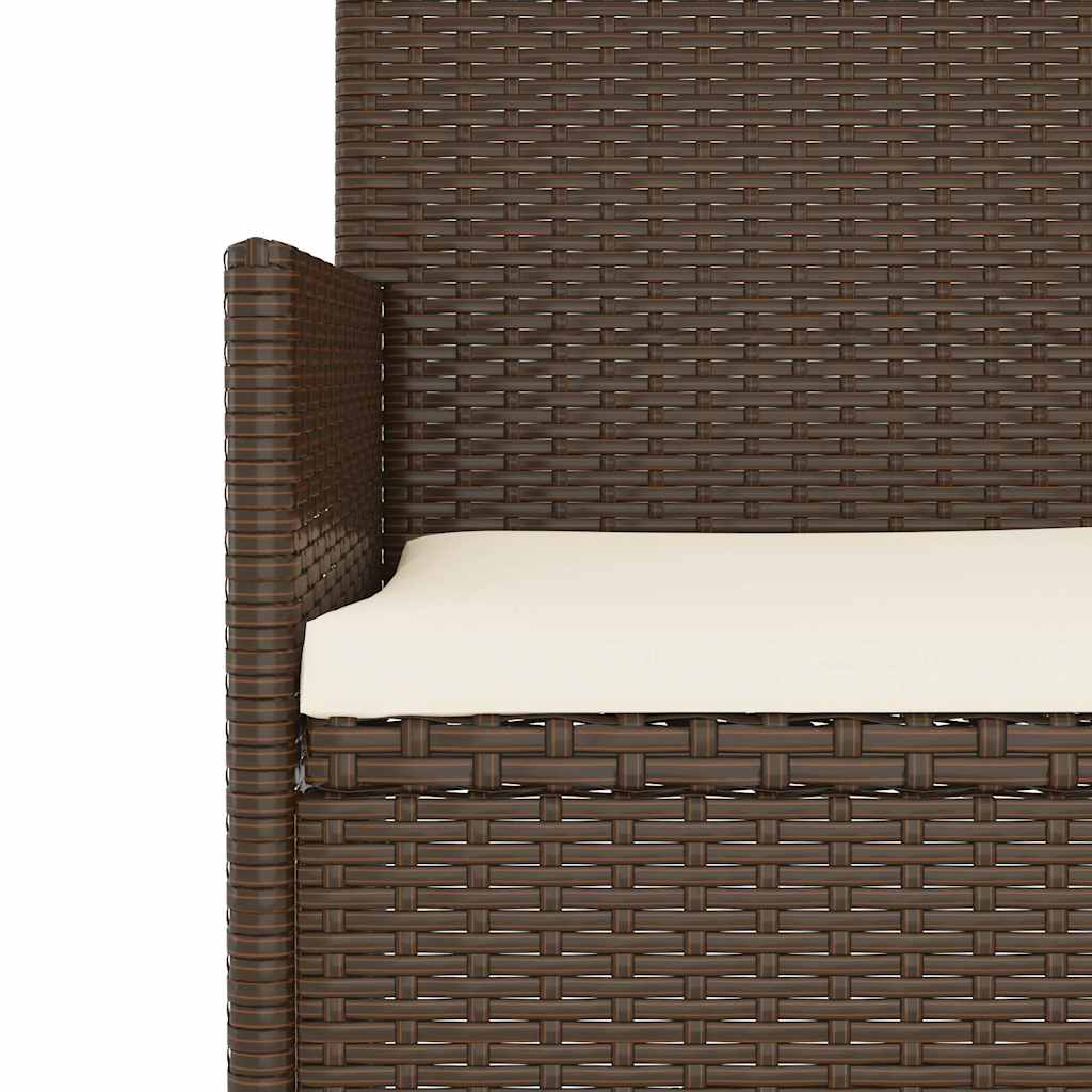 2 személyes barna polyrattan kerti kanapé párnával