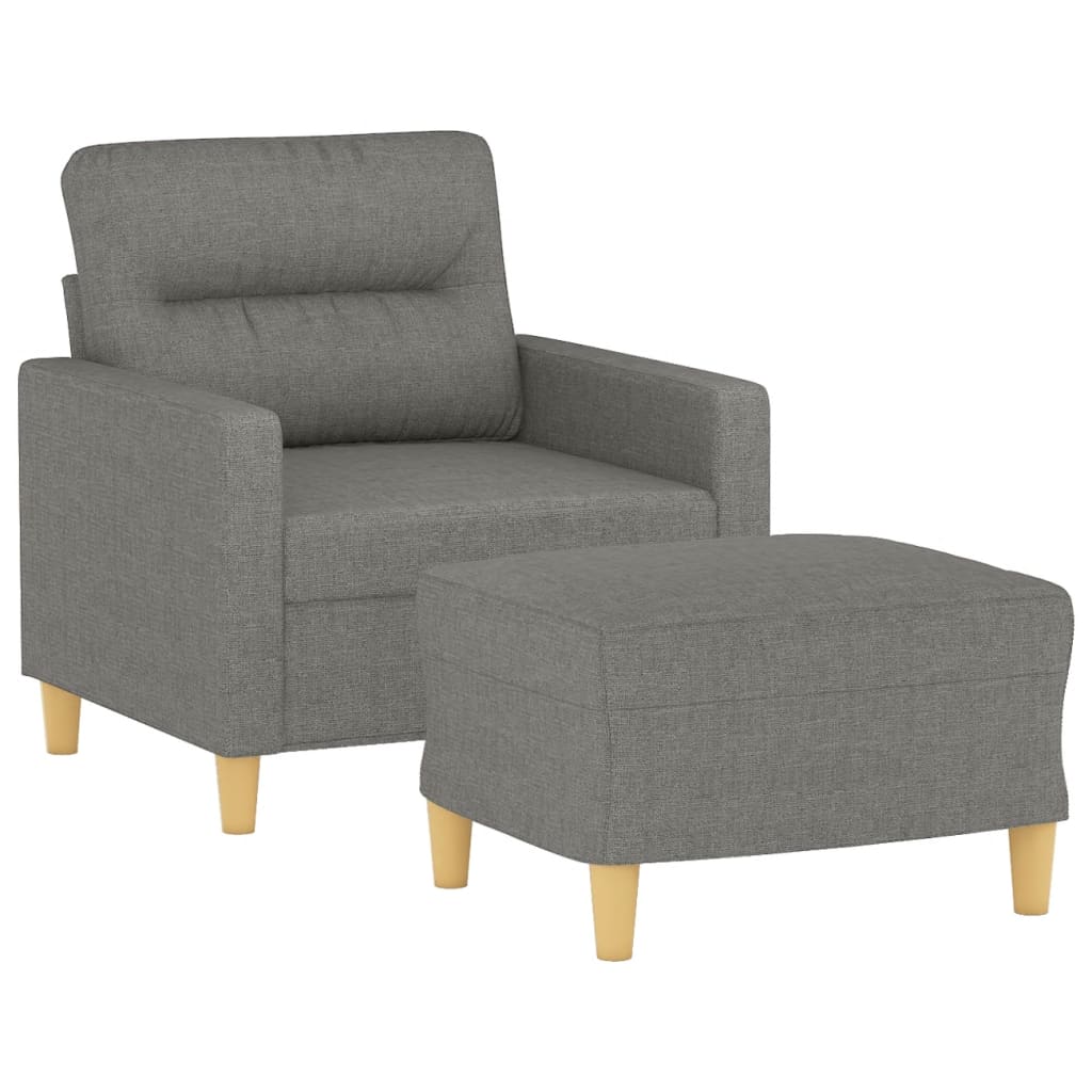 Sötétszürke szövet kanapéfotel lábtartóval 60 cm