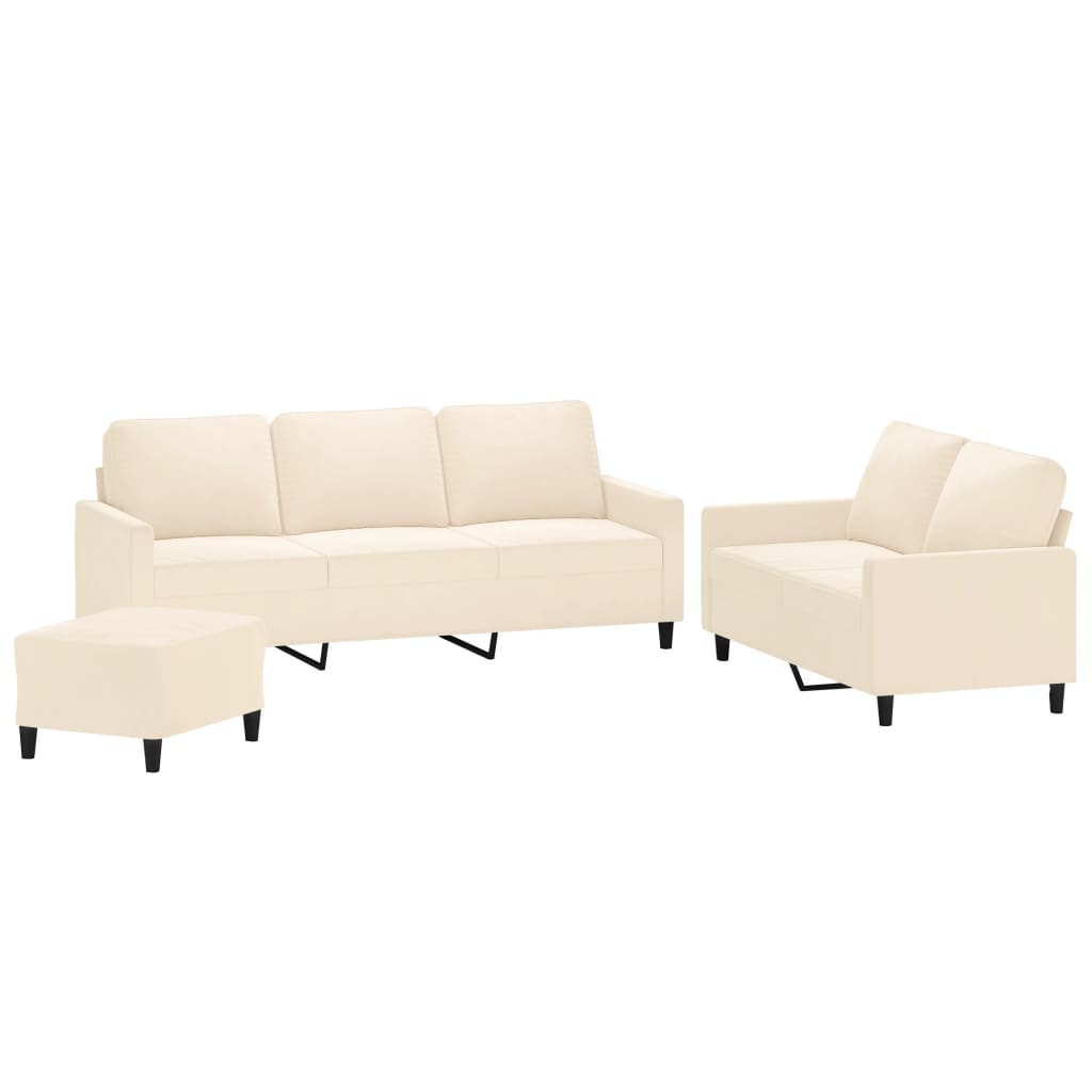 3 részes krém bársony ülőgarnitúra párnákkal