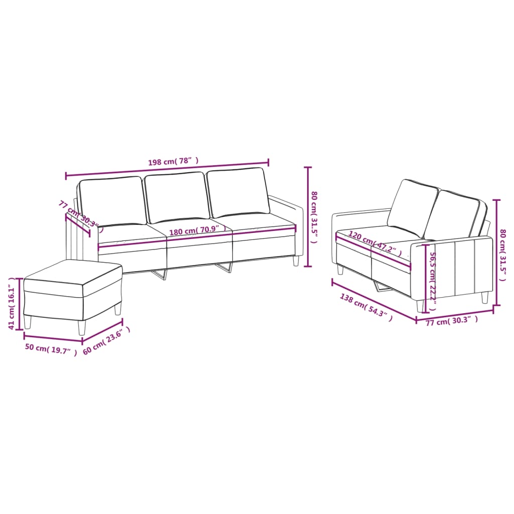 3 részes krém bársony ülőgarnitúra párnákkal