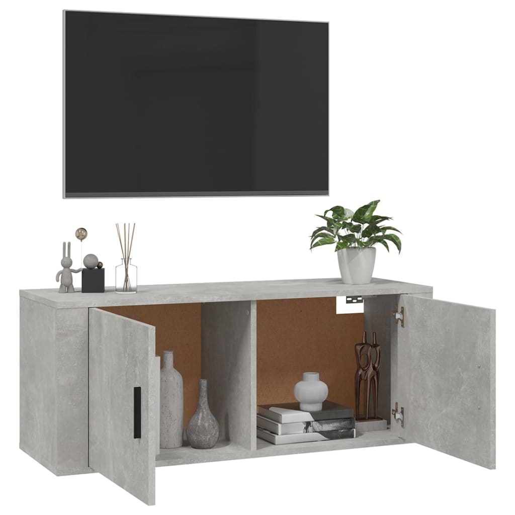 Betonszürke fali tv-szekrény 100x34,5x40 cm
