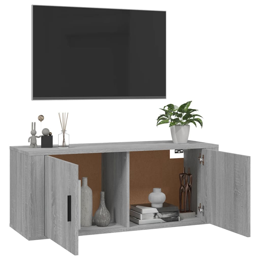 Szürke sonoma színű fali tv-szekrény 100x34,5x40 cm Szürke sonoma színű fali tv-szekrény 100x34,5x40 cm