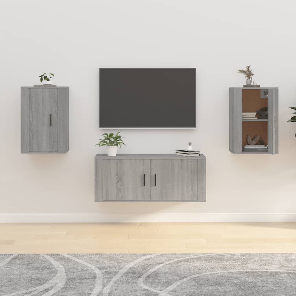 2 db szürke sonoma falra szerelhető tv-szekrény 40x34,5x60 cm