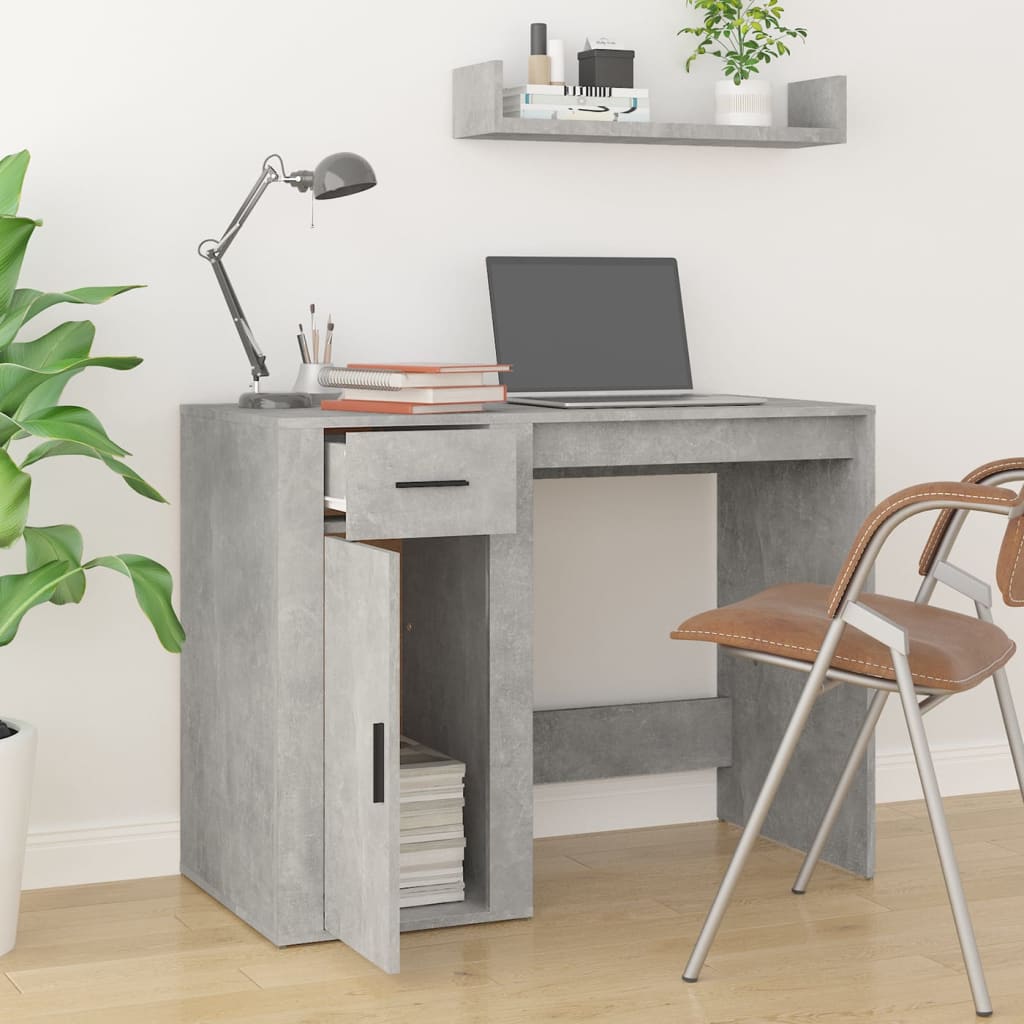 Betonszürke színű szerelt fa íróasztal 100x49x75 cm