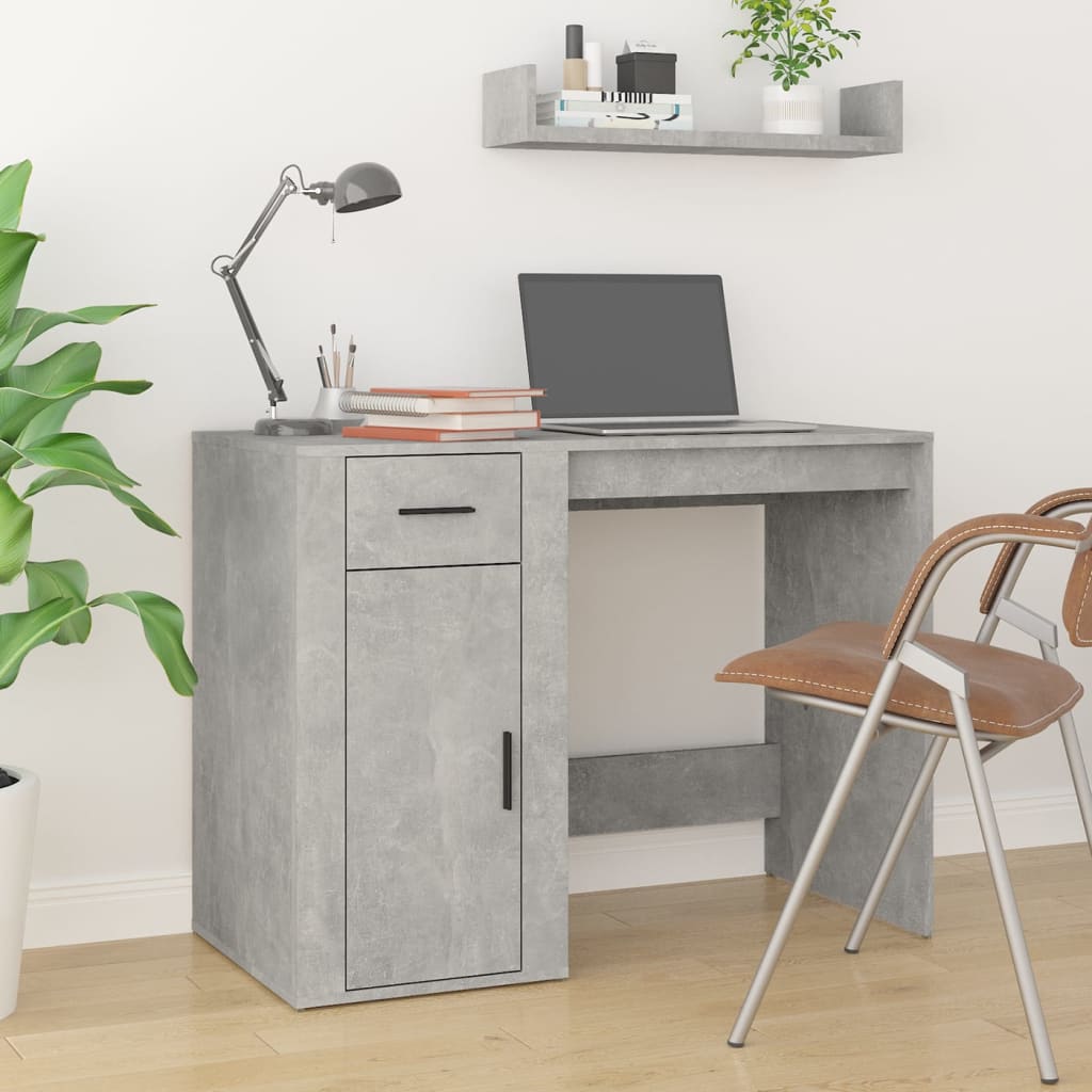 Betonszürke színű szerelt fa íróasztal 100x49x75 cm