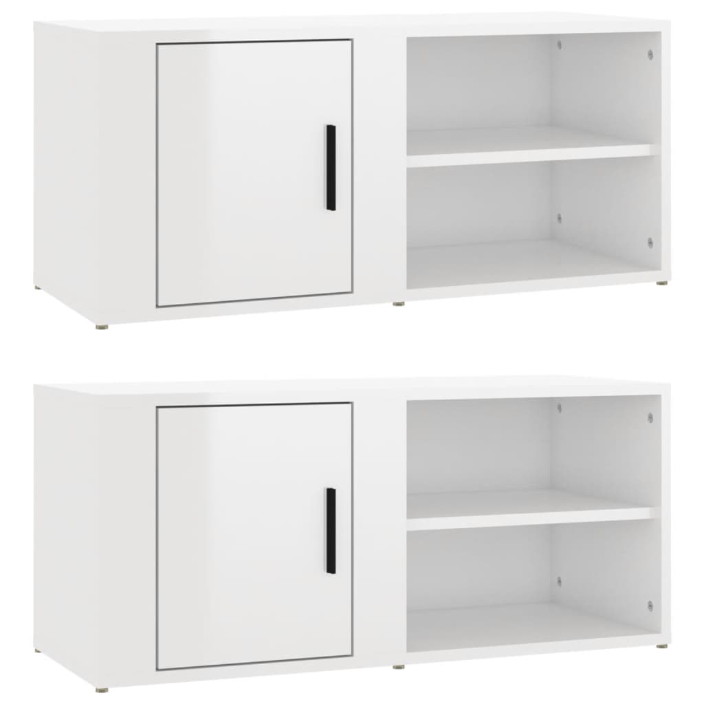 2 db magasfényű fehér szerelt fa tv-szekrény 80x31,5x36 cm 2 db magasfényű fehér szerelt fa tv-szekrény 80x31,5x36 cm