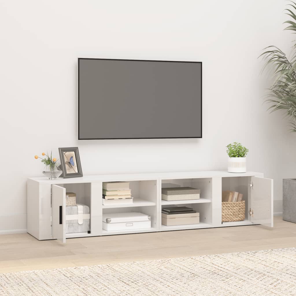 2 db magasfényű fehér szerelt fa tv-szekrény 80x31,5x36 cm 2 db magasfényű fehér szerelt fa tv-szekrény 80x31,5x36 cm