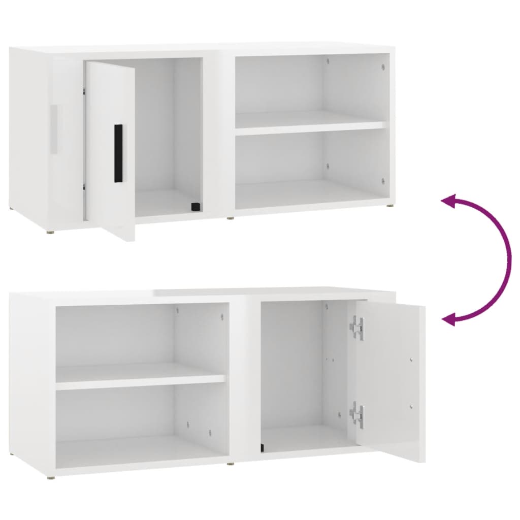 2 db magasfényű fehér szerelt fa tv-szekrény 80x31,5x36 cm 2 db magasfényű fehér szerelt fa tv-szekrény 80x31,5x36 cm