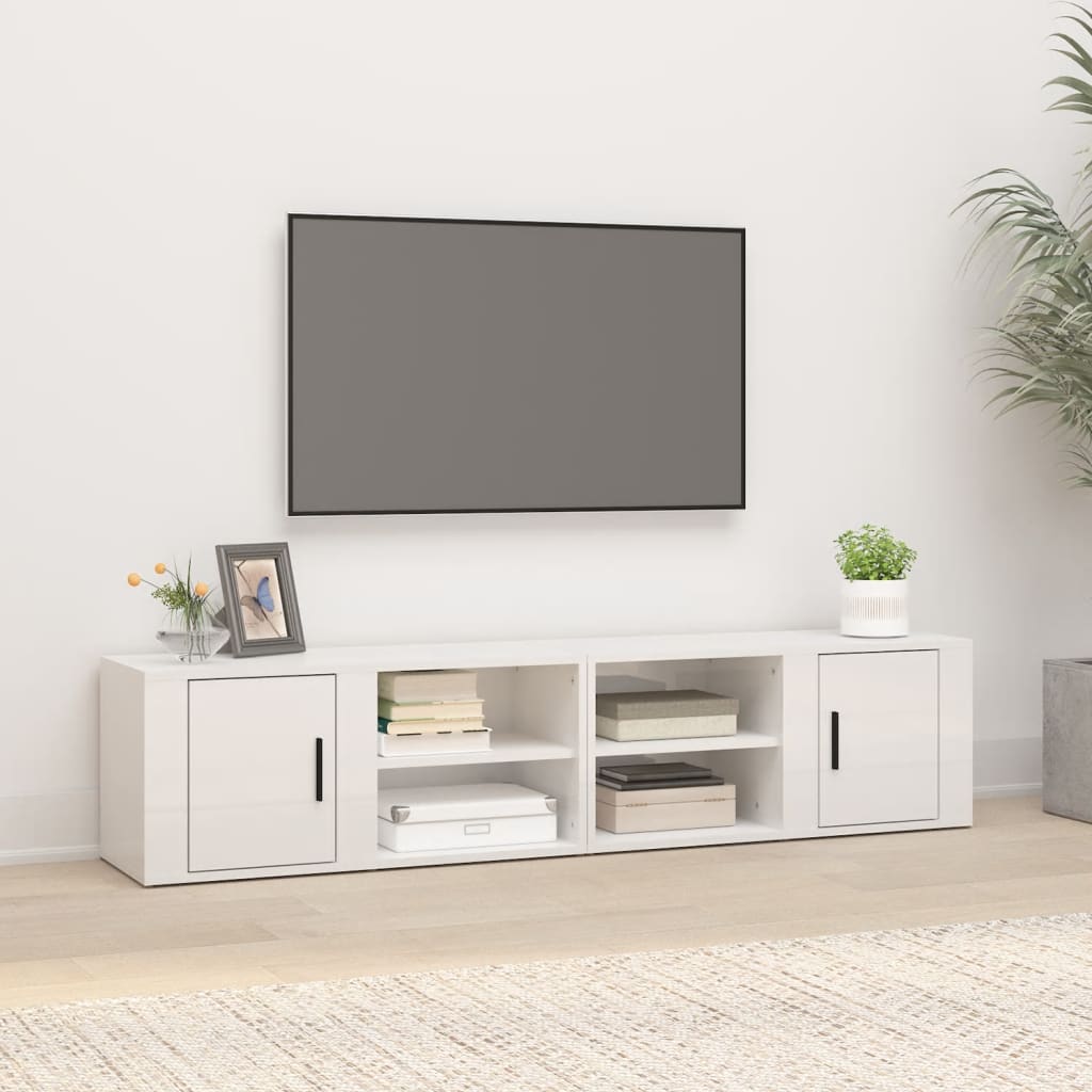 2 db magasfényű fehér szerelt fa tv-szekrény 80x31,5x36 cm 2 db magasfényű fehér szerelt fa tv-szekrény 80x31,5x36 cm