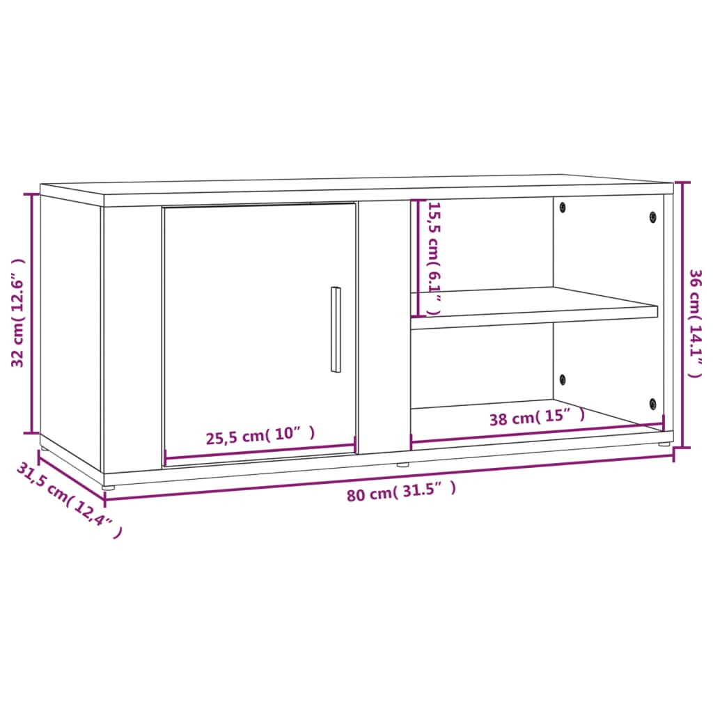 Betonszürke szerelt fa tv-szekrény 80x31,5x36 cm