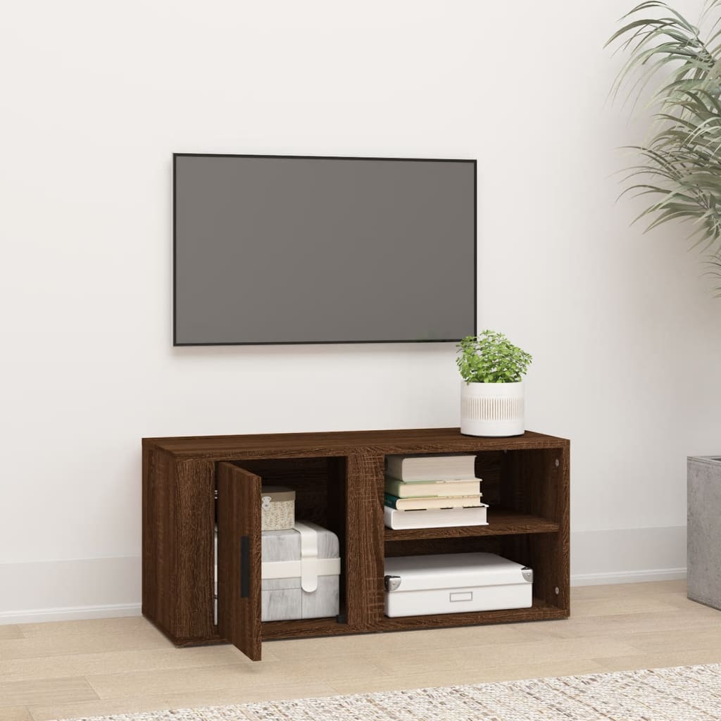 Barna tölgyszínű szerelt fa tv-szekrény 80x31,5x36 cm Barna tölgyszínű szerelt fa tv-szekrény 80x31,5x36 cm