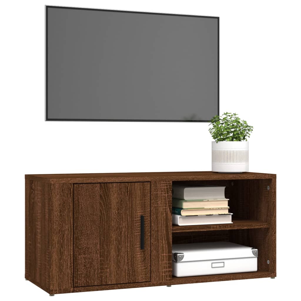 Barna tölgyszínű szerelt fa tv-szekrény 80x31,5x36 cm Barna tölgyszínű szerelt fa tv-szekrény 80x31,5x36 cm