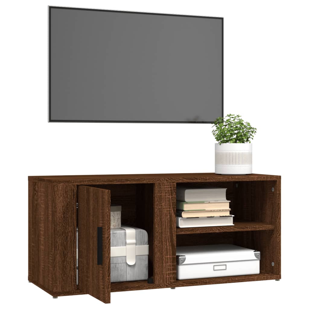 Barna tölgyszínű szerelt fa tv-szekrény 80x31,5x36 cm Barna tölgyszínű szerelt fa tv-szekrény 80x31,5x36 cm