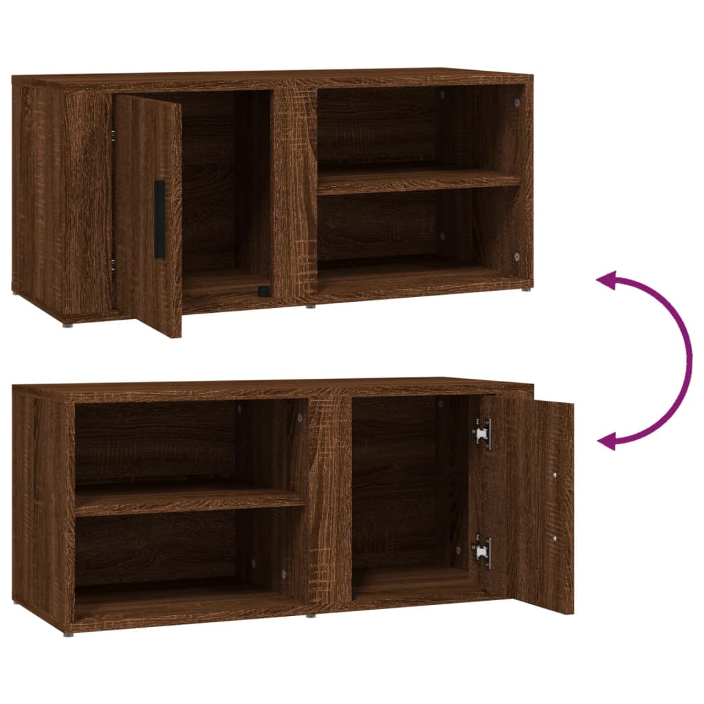 Barna tölgyszínű szerelt fa tv-szekrény 80x31,5x36 cm Barna tölgyszínű szerelt fa tv-szekrény 80x31,5x36 cm